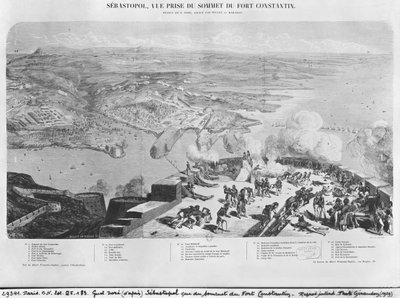 Sebastopol desde el Fuerte Constantin, grabado por Peulot Maradan de Gustave Dore